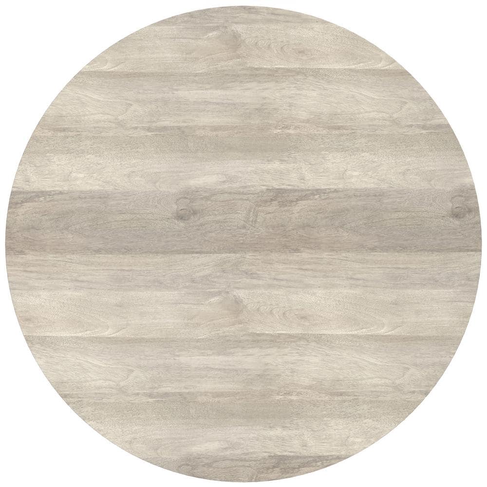 Rayburn White Wash Mango Wood and Metal Round Coffee Table