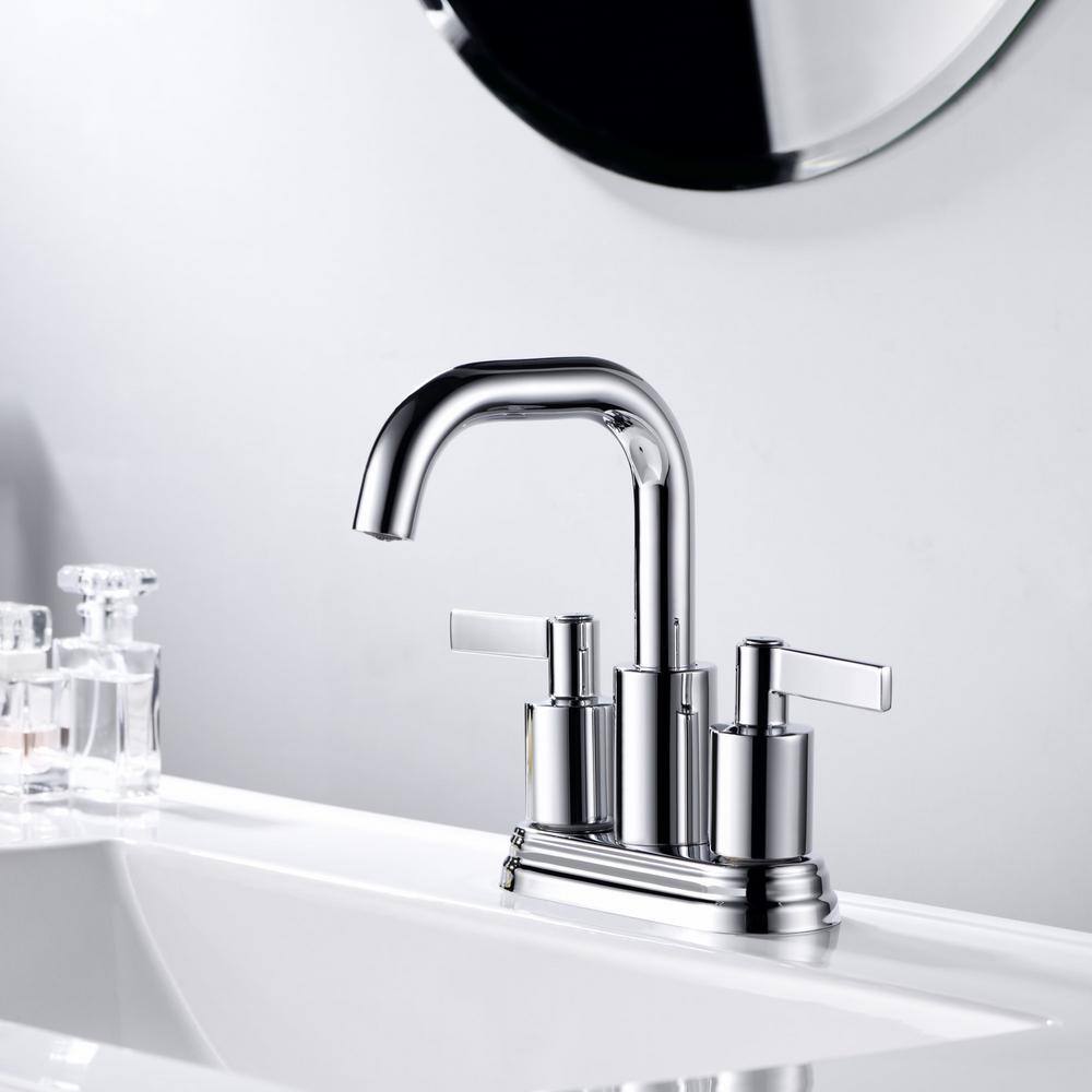 Polished Chrome 2-Handle Centerset Bathroom Faucet with Drain Assembly