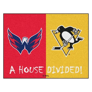 NHL Capitals/Penguins Multi-Colored 3 ft. x 3.5 ft. House Divided Area Rug