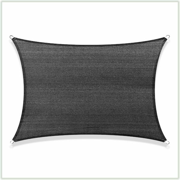 COLOURTREE 10 ft. x 18 ft. 190 GSM Black Rectangle Sun Shade Sail Screen Canopy Outdoor Patio and Pergola Cover (Custom Size)