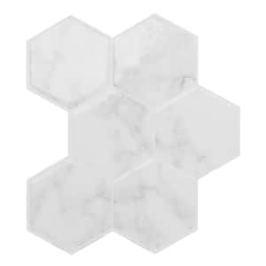 Hexa Yule 9.56 in. x 10.61 in. Vinyl Grey Peel and Stick Decorative Kitchen and Bathroom Wall Tile Backsplash (4-Pack)