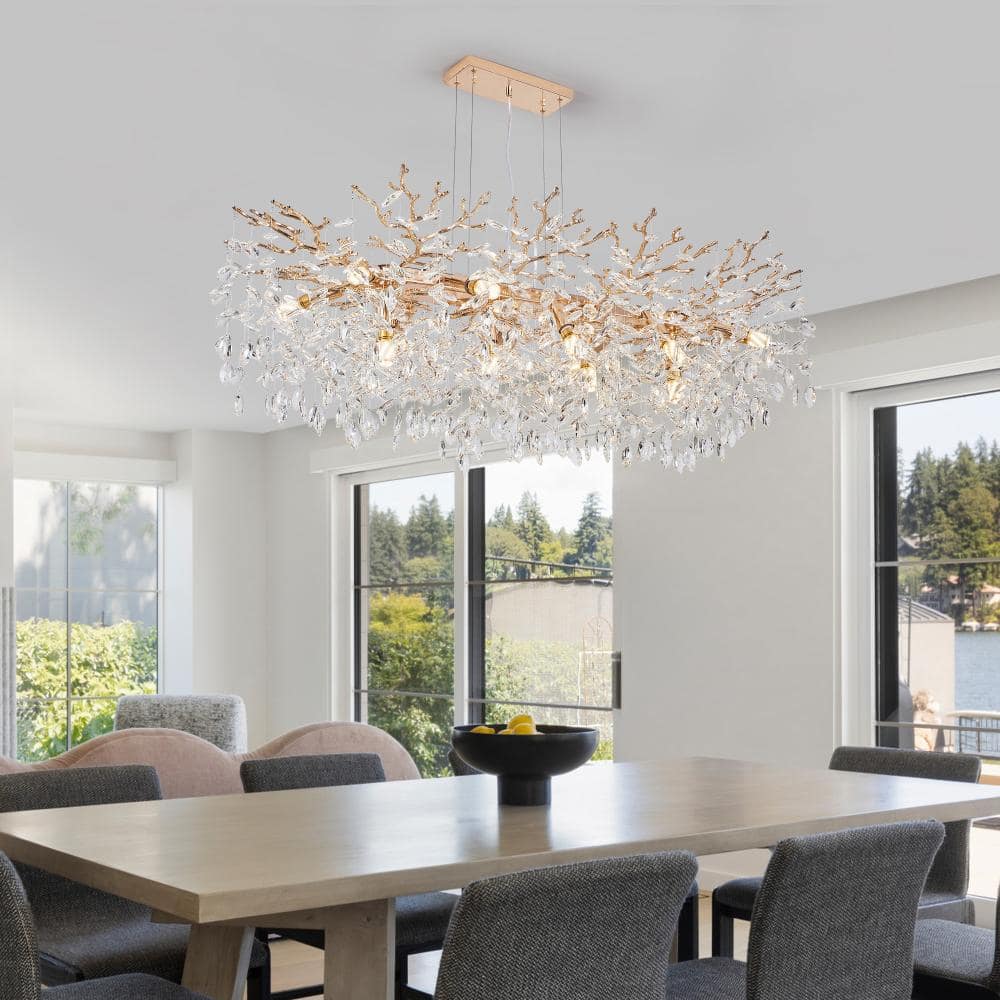 49.2 in. 14-Light Gold Modern Rectangular Crystal Tree Branch Chandelier(No Bulbs) price history on PriceWatchPro