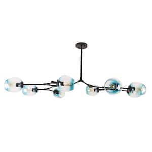 Rochelle 8-Light Blue Color Clear Glass Shades Chandelier Adjustable Hanging Pendant Light