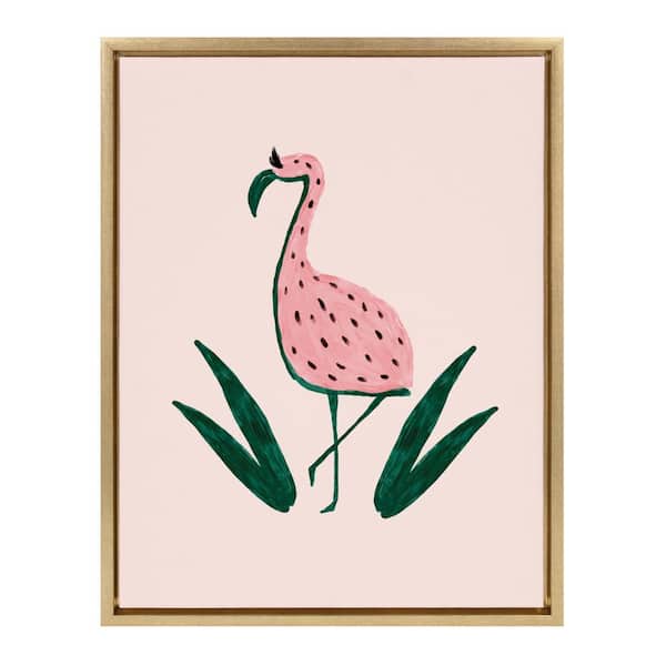 Sylvie "Flamingo Watermelon 2" by Kendra Dandy of Bouffants and Broken Hearts Framed Canvas Wall Art