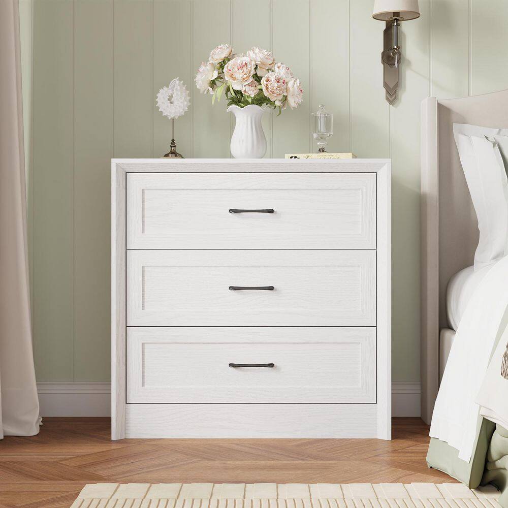 31.5 in. White Rectangle Wood End Table with 3 Drawers and Spacious Top, Modern Sofa Table Side Table with Metal Handles price history on PriceWatchPro
