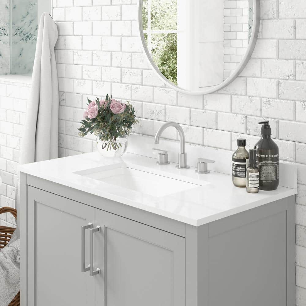 Vivien 36" Gray Bathroom Vanity with Carrara Marble and Ceramic Sink