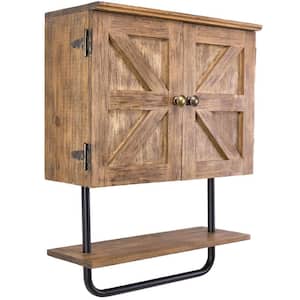 Excello 17-in. W x 21-in. H x 7-in. D Barndoor Bathroom Wall Cabinet in Rustic Brown