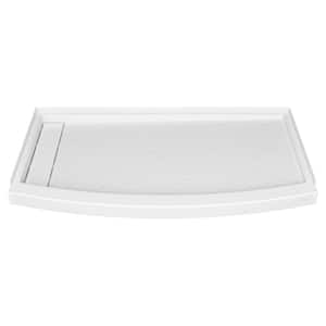 Ovation Curve 60 in. L x 30 in. W Alcove Shower Pan Base with Left Drain in Arctic White