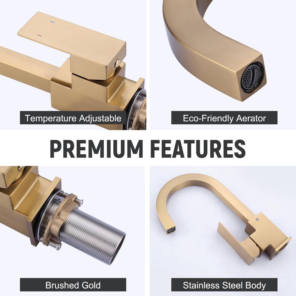 Brushed Gold Stainless Steel Single Handle Bar Faucet