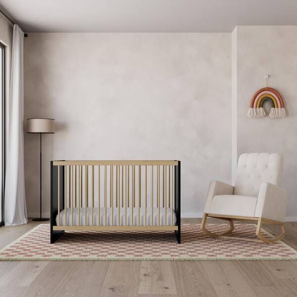 Black and outlet natural wood crib