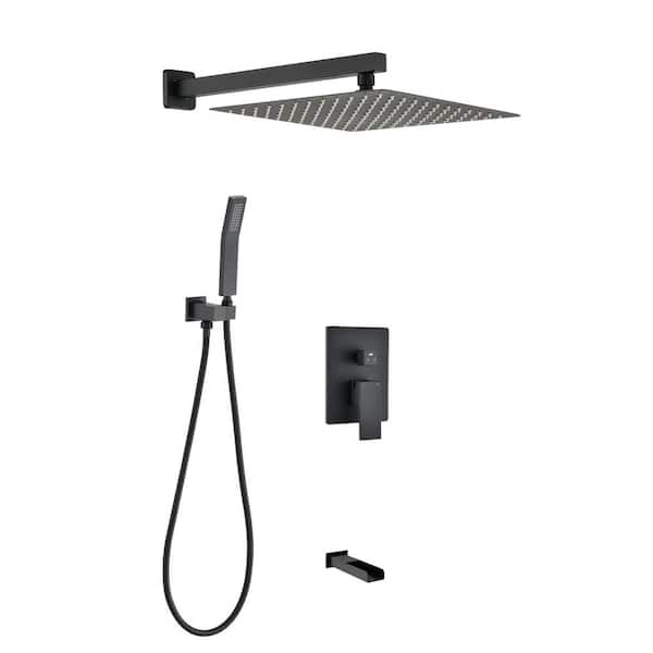 Single Handle 1-Spray Tub and Shower Faucet 2.5 GPM with Handheld Shower in Matte Black (Valve Included)