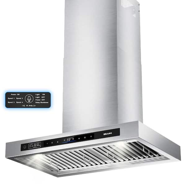 36-inch Stainless Steel Range Hood Wall Mounted, 1000 CFM Strong Suction, 6-Speed, for Large Cooktops, Ducted