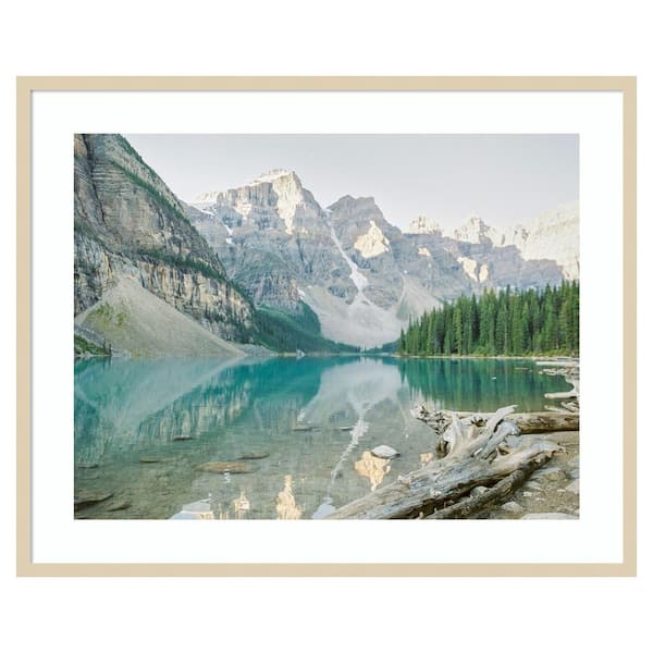 Amanti Art Moraine Lake Reflection by Justine Milton 41 in. W x 33 in. H. Wood Framed Wall Art Print Framed in Brown