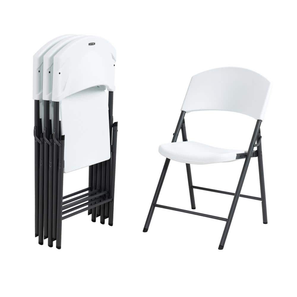 UPC 081483001937 product image for White Plastic Seat Metal Frame Outdoor Safe Folding Car Table Chair (Set of 4) | upcitemdb.com