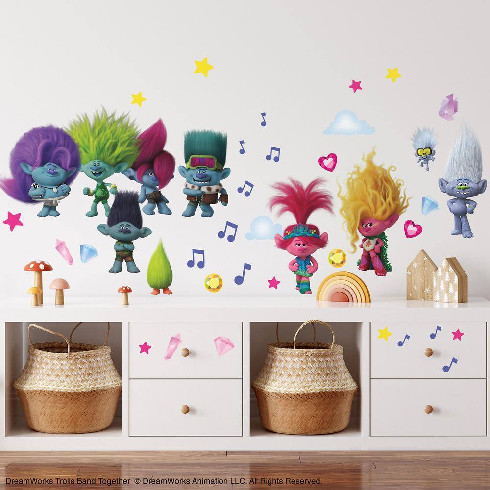 Trolls 3 Band Together Glitter Wall Decals Set