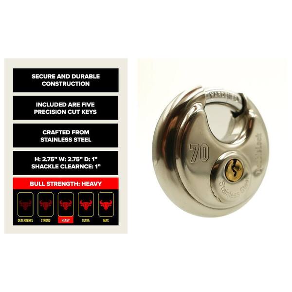 DoubleLock CRAB, Classic Stainless Steel Discus Lock 990-005A