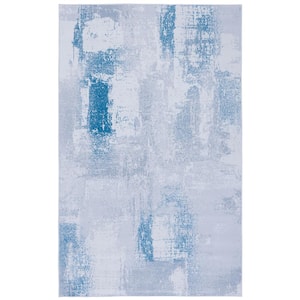 Tacoma Gray/Blue 4 ft. x 6 ft. Machine Washable Gradient Abstract Area Rug