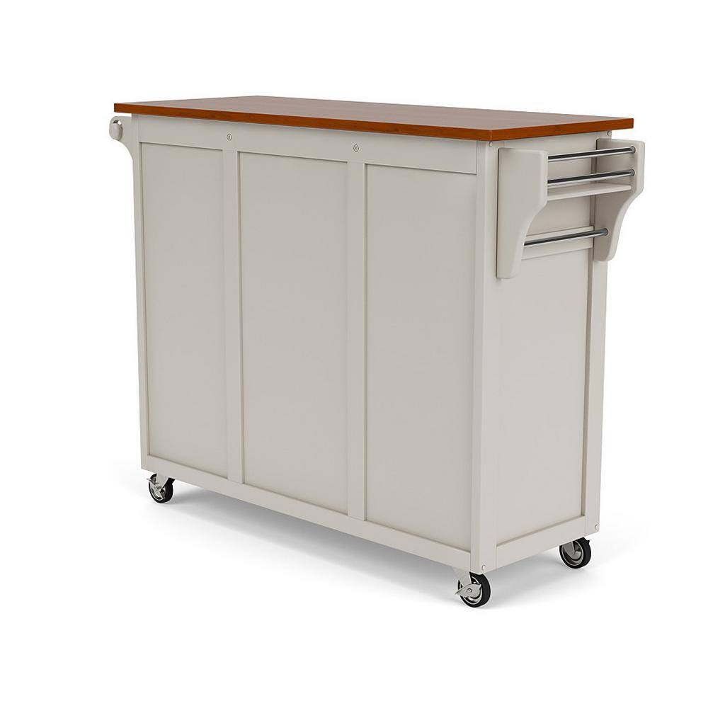 White and Oak Wood Top Kitchen Cart with Spice Rack