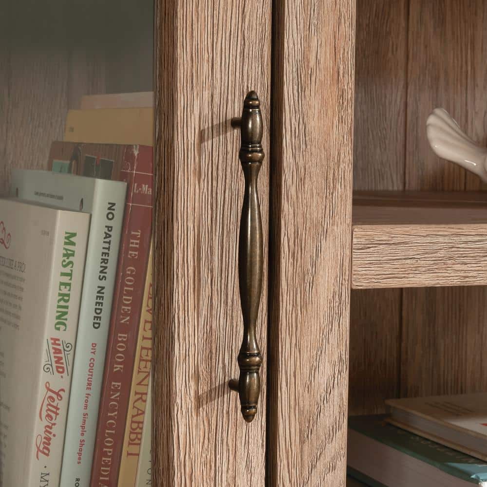 Brushed Oak 66" Hutch with Glass Doors