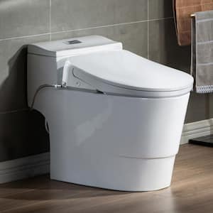 Electric Plug-In Seat for Elongated Bidet Toilets 1.28 GPF in White with Auto Open and Close, Child Wash, Heated Seat