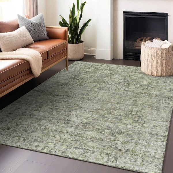 Chantille Machine Washable Indoor/Outdoor Abstract ACN1744 Aloe 5 ft. x 7 ft. 6 in. Area Rug