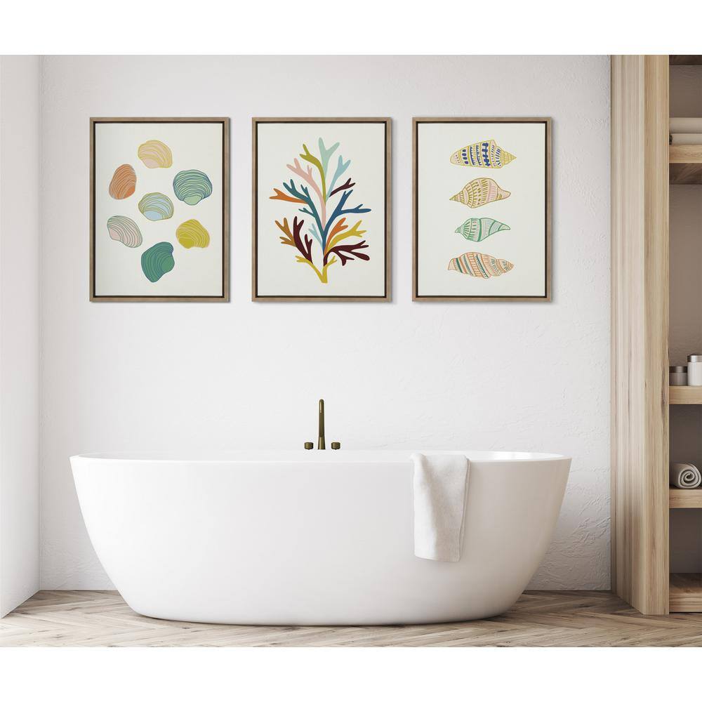 Gold Framed Abstract Sea Plant Canvas Wall Art 18x24