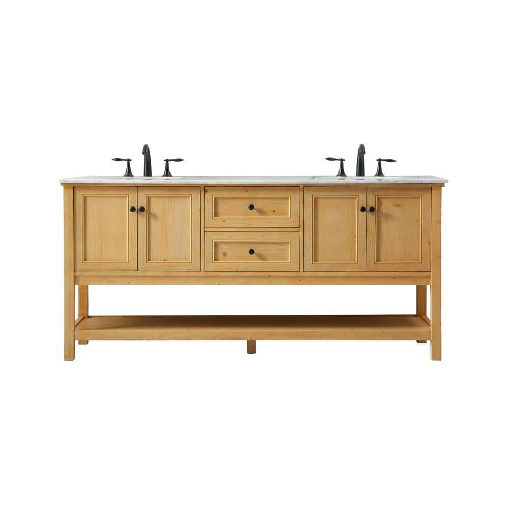 Simply Living 72 in. W x 22 in. D x 34 in. H Bath Vanity in Natural Wood wi