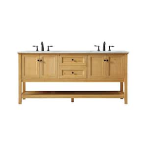 Simply Living 72 in. W x 22 in. D x 34 in. H Bath Vanity in Natural Wood with Carrara White Marble Top
