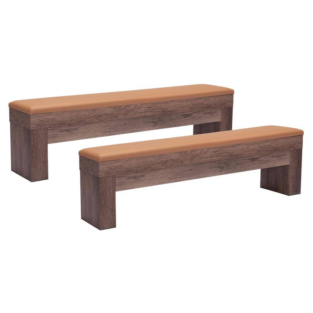 ZUO Bonkers Brown Dining Bench with Built in Storage 67.7 in. W 109497 ...