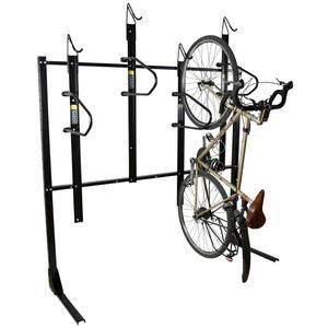 Black 4-Bike Vertical Locking Garage Bike Rack
