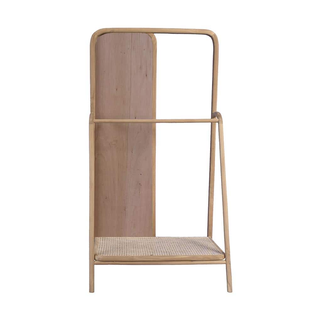 Oversized Brown Wood Framed Standing Mirror with Clothes Hanger