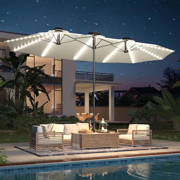 10 foot patio umbrella with stand PURPLE LEAF Double-Sided Market Umbrella with Light Large Patio Umbrellas  with Base