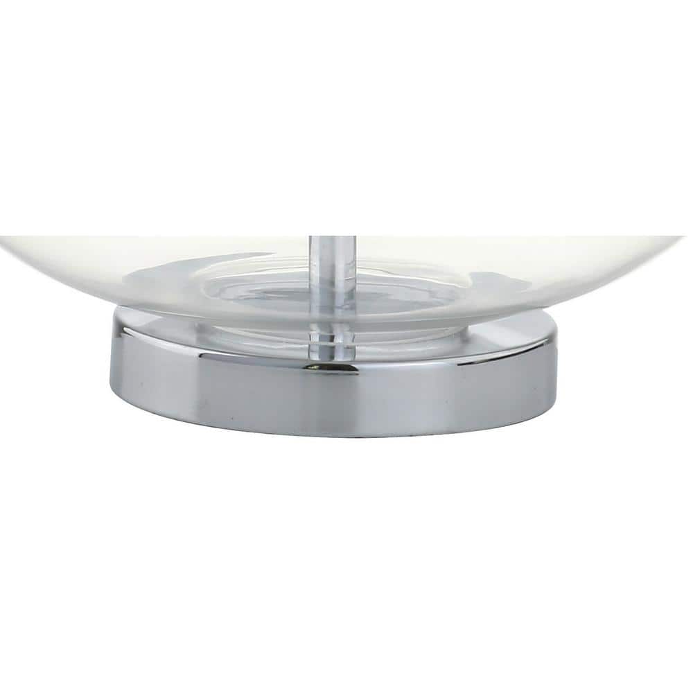 Cecile 25.5" Clear Glass Teardrop LED Table Lamp Set with Linen Shade