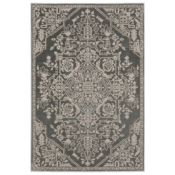 AVERLEY HOME Imperial Gray 4 ft. x 6 ft. Center Persian-Inspired Oriental Medallion Polyester Indoor Area Rug