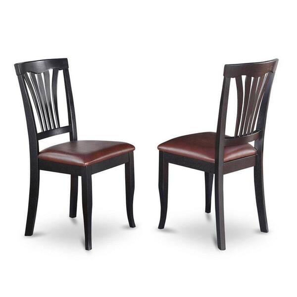 East West Furniture 7-Piece Square Black & Cherry Finish Solid