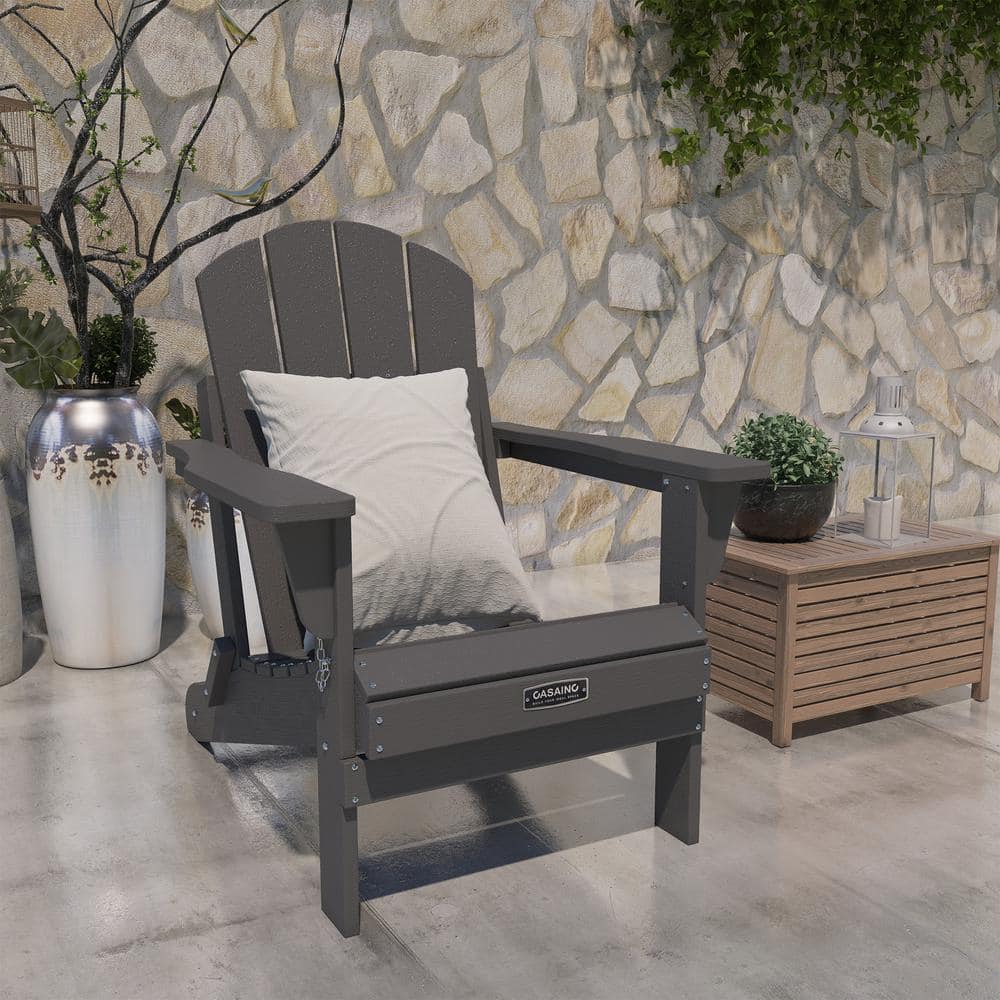 Casainc Classic Gray Patio Folding Plastic Adirondack Chair Ca8102sc The Home Depot