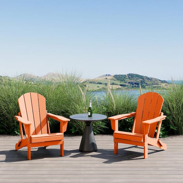 Laguna 2-Pack Fade Resistant Outdoor Patio HDPE Poly Plastic Classic Folding Adirondack Chairs in Orange