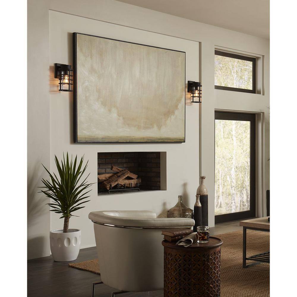 Black Ribbed Resin Outdoor Wall Lantern with Clear Glass Shade