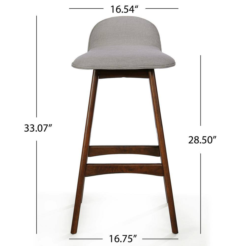 Mid-Century Modern Upholstered Dark Beige Barstools, Set of 2