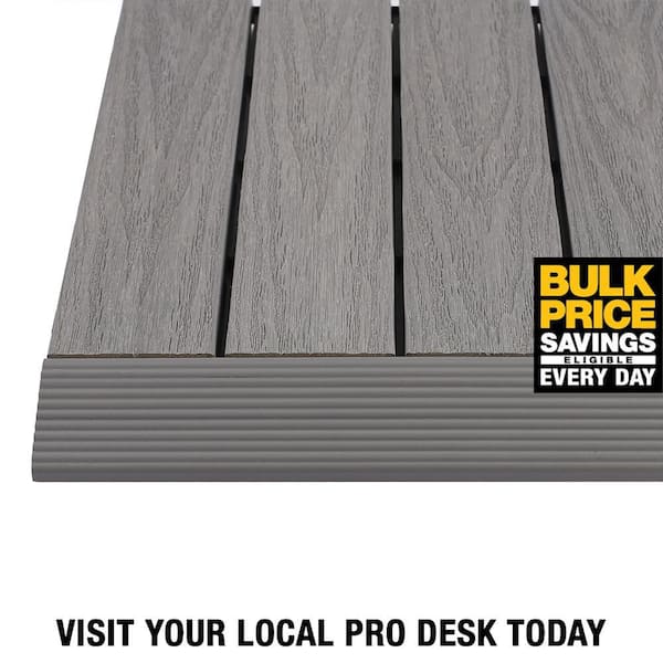 1/6 ft. x 1 ft. Quick Deck Composite Deck Tile Straight Fascia in Westminster Gray (4-Pieces/Box)
