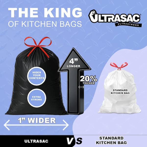 Aluf Plastics 18 Gal. Black Extra Tall Drawstring Trash Bag (144
