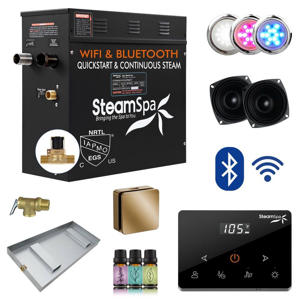 Black Series 6000-Watt Steam Generator with Advanced Touch Screen, Bluetooth WiFi Control and Auto Drain in Gold