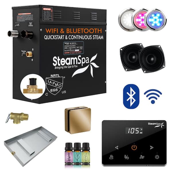 Black Series 9000-Watt Steam Generator with Advanced Touch Screen, Bluetooth WiFi Control and Auto Drain in Gold