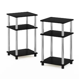Just 3-Tier 13.4 in. Americano/Chrome 22.8 in. Rectangular Wood End Table (2-Pack)