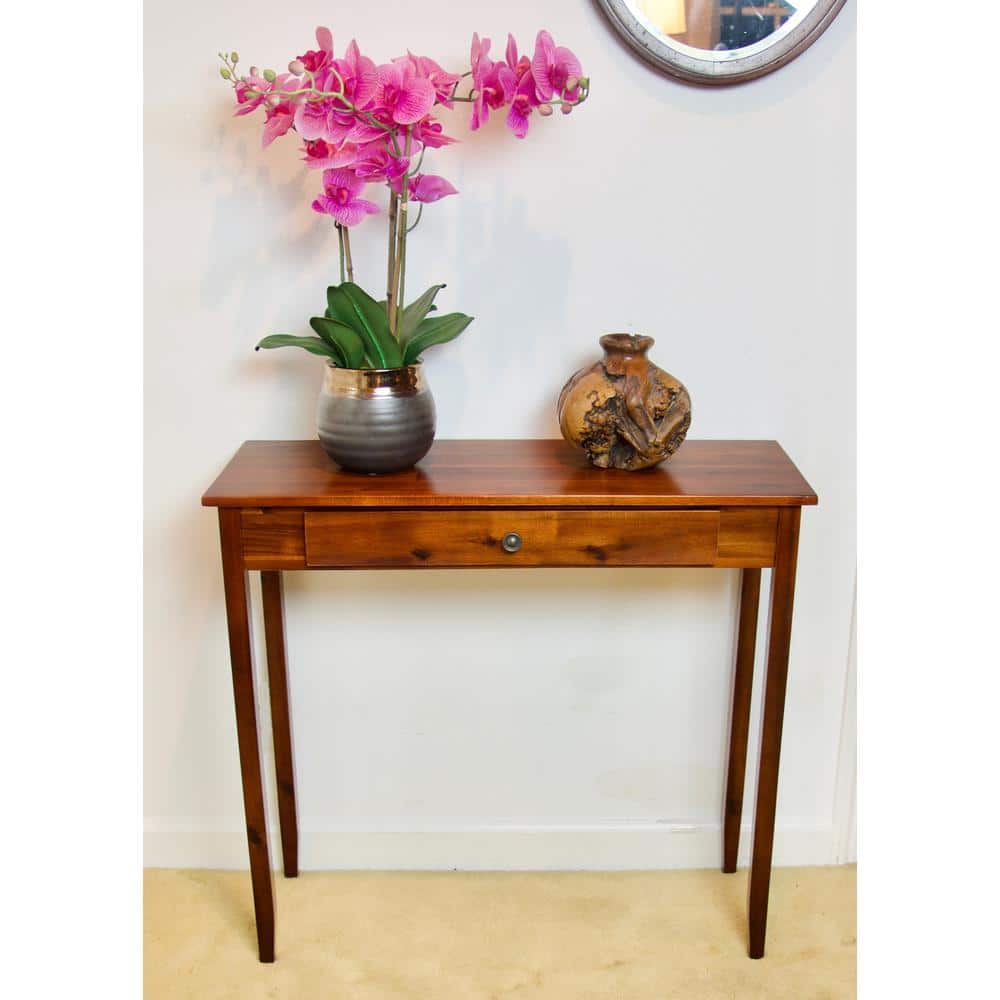 32 in. Mahogany Standard Rectangle Wood Console Table with Drawers
