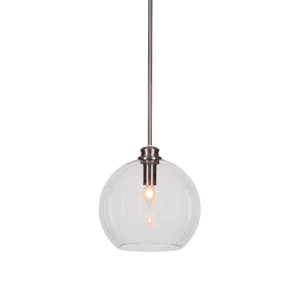 Unbranded Langdale 60-Watt 1-Light Brushed Nickel Shaded Mini Pendant Light with Glass Shade