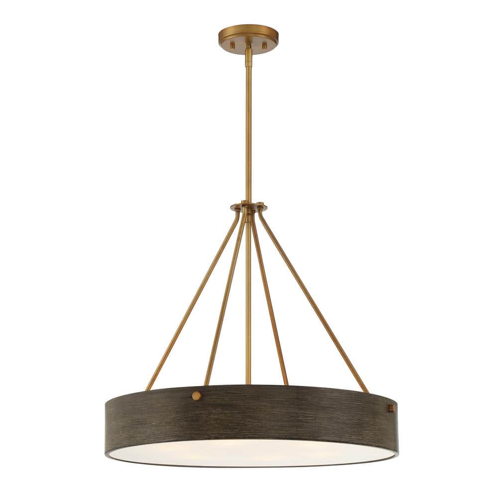 Erba Urban Slate 24" Brass Drum Pendant Light for Indoor/Outdoor