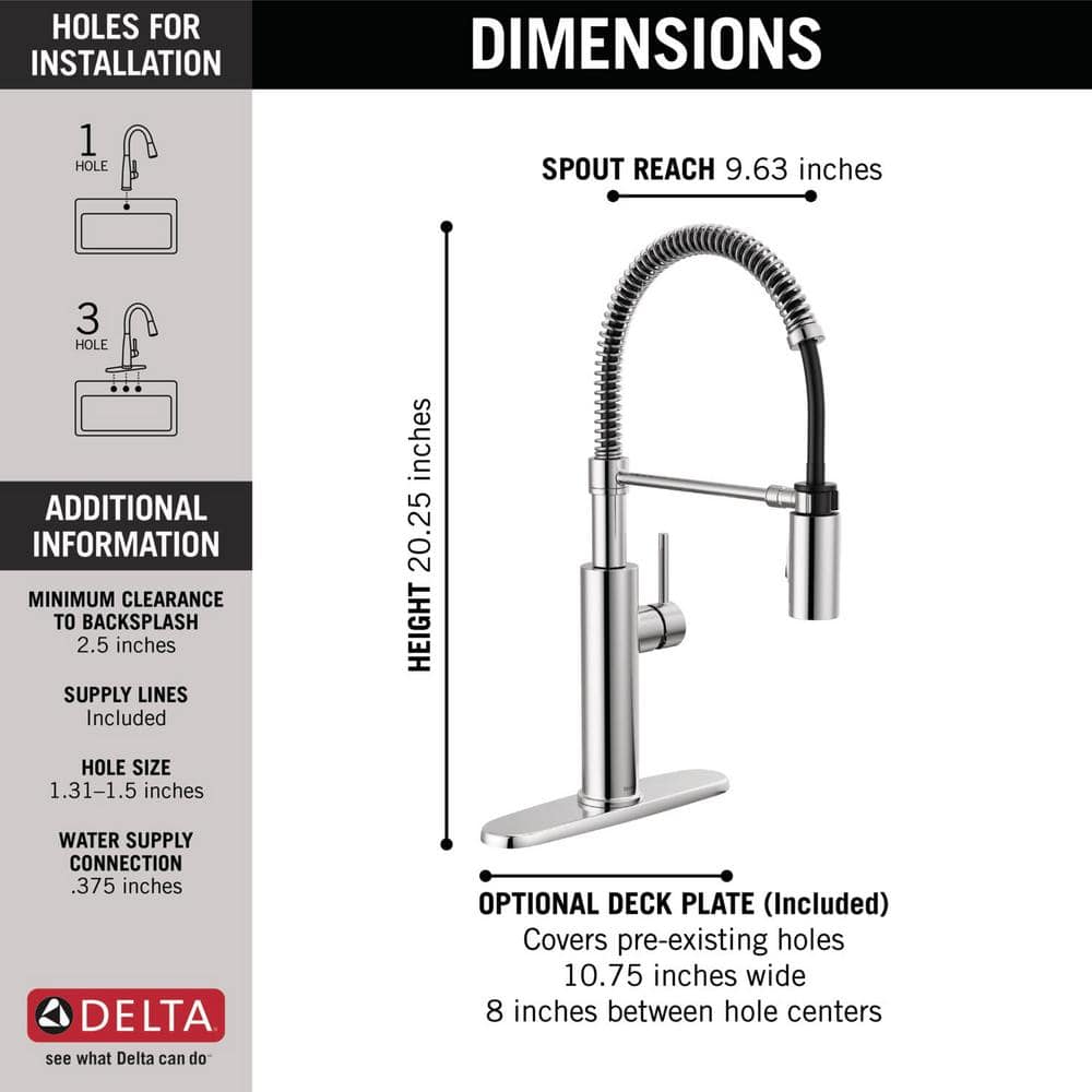 Chrome Pull-Down Sprayer Kitchen Faucet with 20-inch Hose