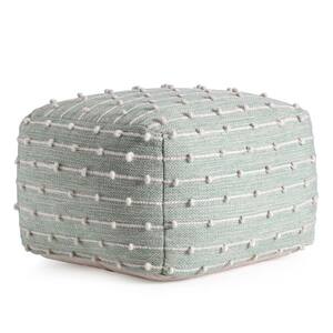 Seaside 22 in.  x 22 in.  x 16 in. Teal and Ivory Pouf