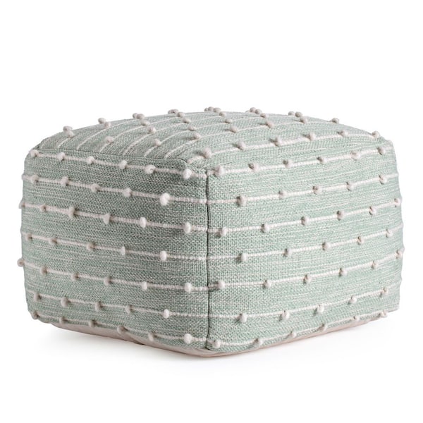 Seaside 22 in. x 22 in. x 16 in. Teal and Ivory Pouf